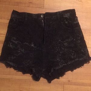 FREE PEOPLE Black high waisted denim shorts